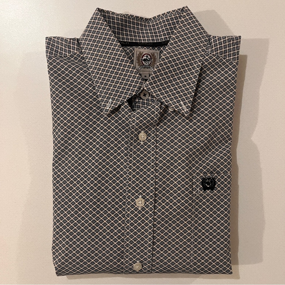 COPY - Cinch Men's Classic Fit Button Down Shirt - Navy/Gold Diamond